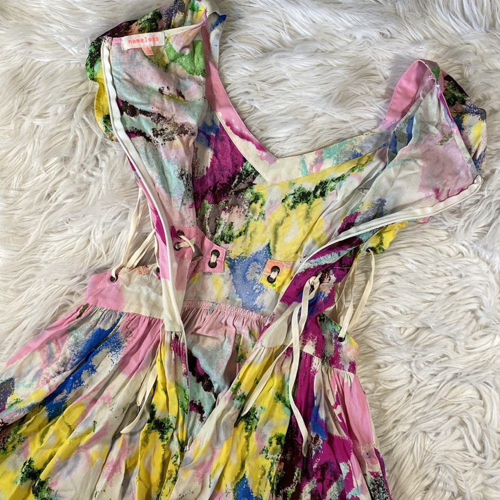 nameless • Colorful Lace-Up Side Watercolor Minidress or Tunic - Picture 7 of 13